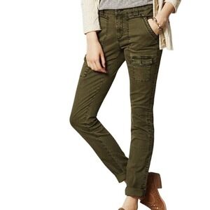 Pilcro‎ Anthropologie Olive Green Cargo Pants Utility Pockets Size 10 NWT